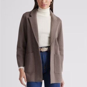 Quince Small Organic Cotton Knit Blazer Brown